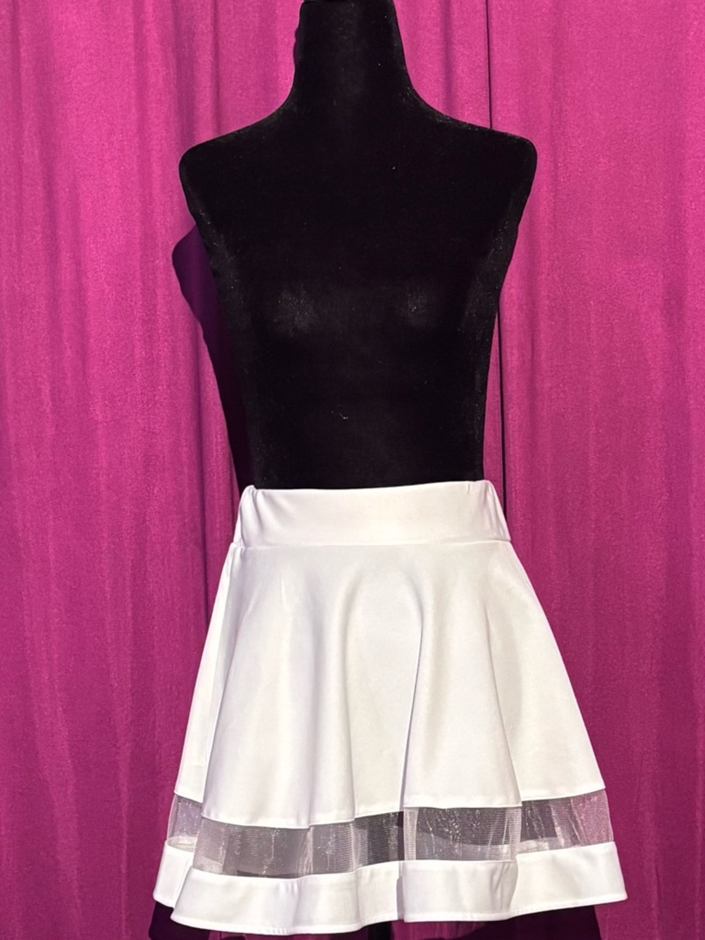 Classic White Mesh-Hem Skater Skirt